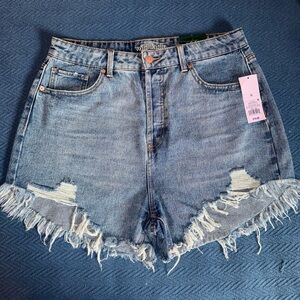 Wild Fable Blue Distressed Jean Shorts Fringe